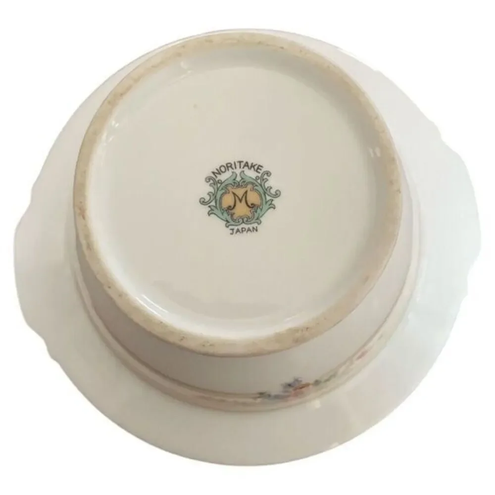 Noritake  N183 Sugar Bowl With Lid Yellow Border Floral Sprays Gold‎ Trim Japan